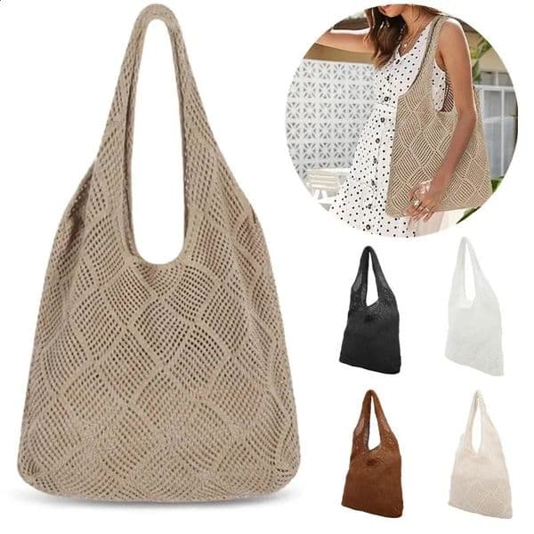 Knitted and Woven Minimalist HandHeld Sweater Shoulder Bag 241203