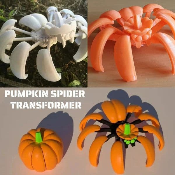 Halloween Pumpkin Spider Action Figure 3D Printed MultiJointed Movable Ornament Creative Toys Horror Props Gift Home Decoration 241211