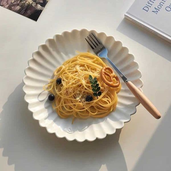 Ahundjiaz-Nordic e White Ceramic Plate Set Dessert Breakfast Pasta Western Home Tableware Kitchen Plates SetsXJ241209