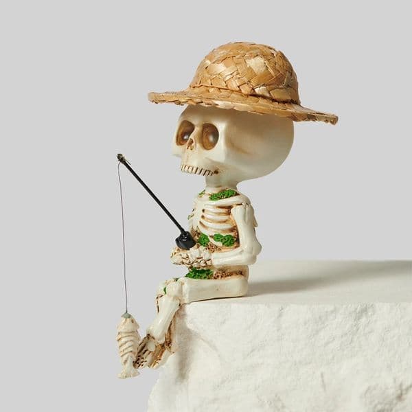 Skeleton Fishing Funny Home Decoration Accessories Creative Gifts Desktop Atmosphere Resin Living Room Decoration Ornaments 241212