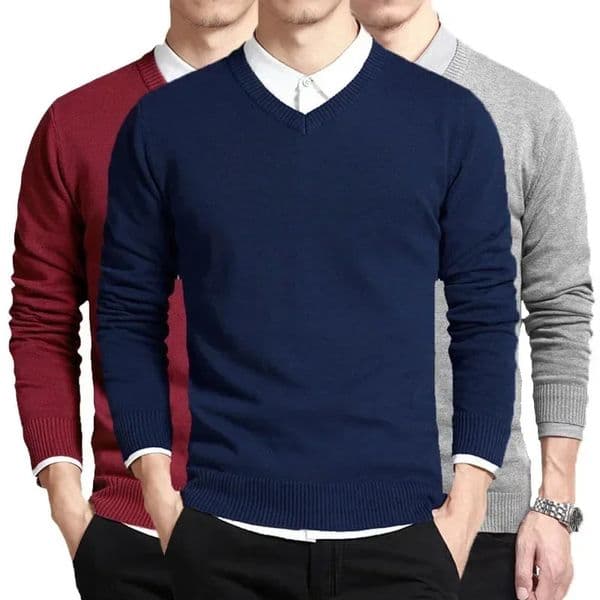 Cotton Sweater Men Long Sleeve Pullovers Outwear Man V Neck Male Sweaters Fashion Loose Fit Knitting Clothing Korean Style 241205
