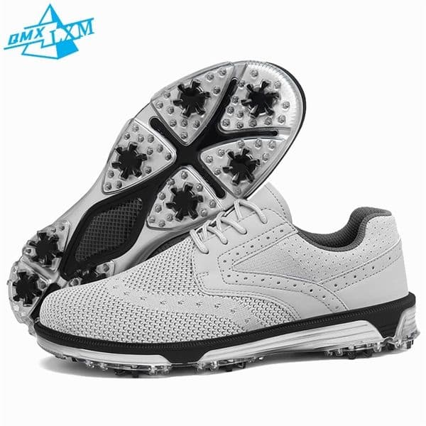 LiXingMing Golf Shoes Men Gray Large Size To 48 Breathable Cleats Sport Teenager Training Sneakers w241118