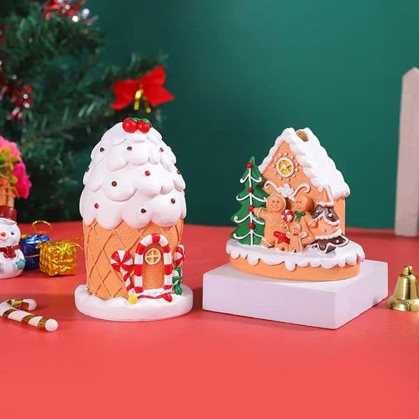 Christmas Ornament Gingerbread House Desktop Resin Ornament Christmas Atmosphere Decoration 241212