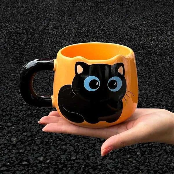 Cartoon Ceramic Cute Cat GS with Spoon Creative Cat Claw G Coffee Tea Milk Oat Cup Large Capacity Cup Fun Gift Y241211