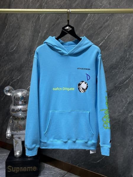 24SS Luxury White Designer Men's Sweater Contrast Splicing Sanskrit Horseshoe Red Mouth Graffiti Hoodie 6933