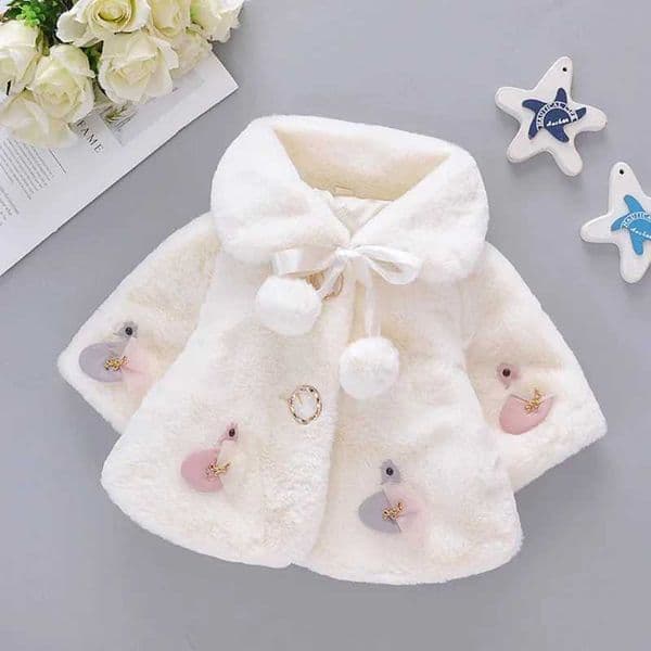 Baby girl clothes 0-3Y winter coat thick warm wool fur coat girl wool sweater coat pearl princess coat Kids Cute Coat ClothesXJ241211