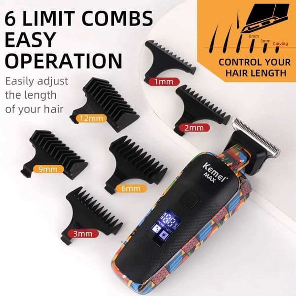 Kemei-5090 digital display professional mens barber push rod reciprocating random graffiti pattern electric M241212