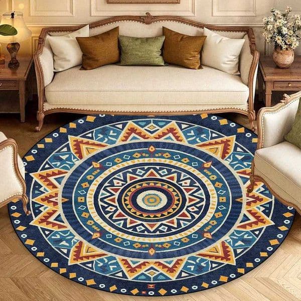 Morocco Style Round Carpets Living Room Sofa Area Rugs Light Luxury Persian Rug Anti-slip Bedroom Cloakroom Soft Floor MatsXJ241211