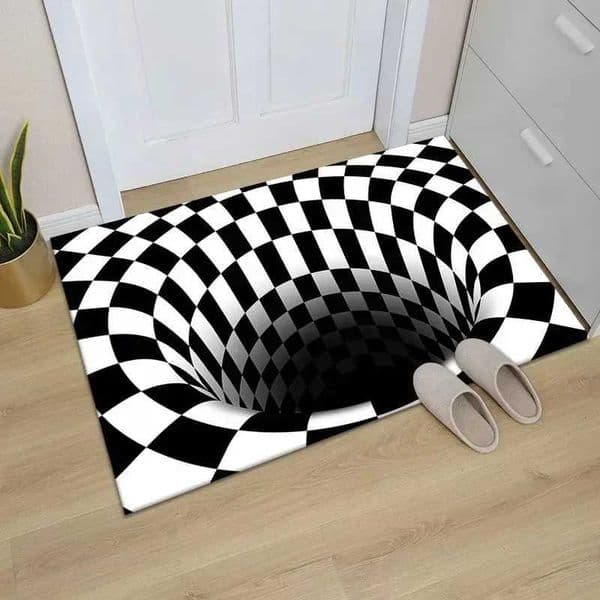 3D Vortex Illusion Carpet Entrance Door Floor Mat Abstract Geometric Optical Doormat Non-slip Floor Mat Living Room Decor RugXJ241211