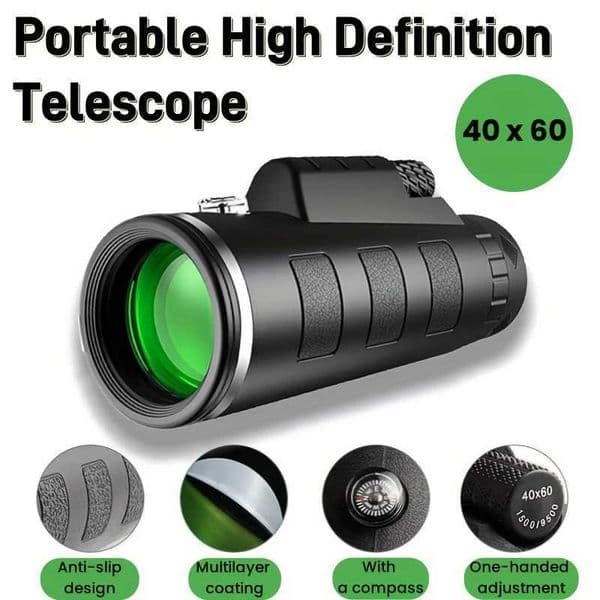Portable 40x60 Zoom HD Monocular Telescope Folding Long Distance Powerful Telescope for Hunting Sports Outdoor Camping TravelXJ241212