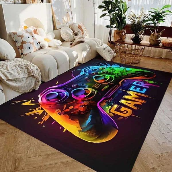 Gaming Rug for Boys Room Gamer Rug with Controller Design Carpet for Game Room Bedroom Decor Non-slip Machine Washab Mat DoormatXJ241211