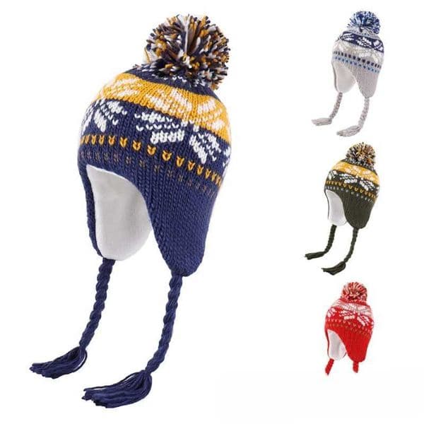 Snowflake Knitted Hat for Women Outdoor Warm Ear Protection Hair Ball Hat Winter Hats for Girl Baby Caps for Girl XJ241213