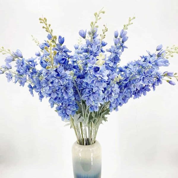 2 Fork Flocking Delphinium Flower Branch Silk Artificial Flowers for Home Wedding Hotel Decoration Fleur Artificielle 1PC FlowerXJ241212