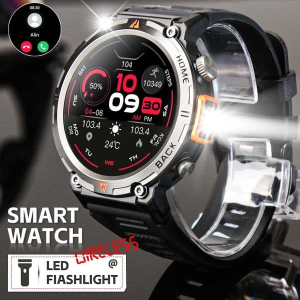EIGIS new KE3 smartwatch 3ATM waterproof mens BT call health monitor with flash and 100+sports mode T241213