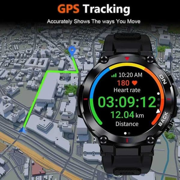 Military GPS smartwatch mens high-definition screen heart rate IP68 waterproof sports smartwatch suitable for Android iOS K37 fitness tracker T241213