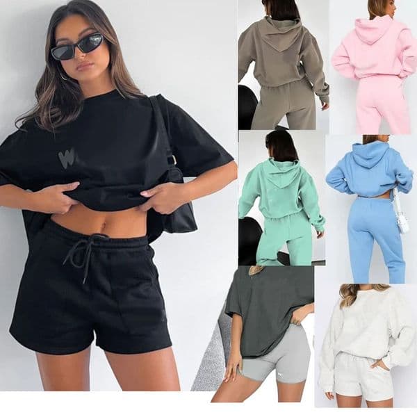 women tracksuit Letter Print Hoodie Set Pullover T-shirt Hoodie And Loose Shorts Sweatpants