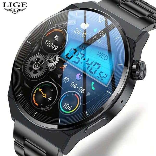 LIGE New Smart Watch Men 1.36AMOLED 390*390 HD Screen with BT Call NFC Voice Control Sports Watches For Men Smartwatches T241213