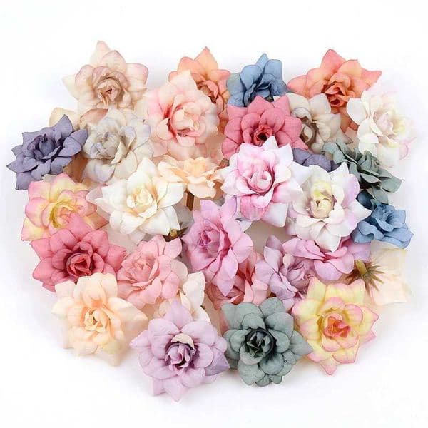 10Pcs Artificial Flower 4.5cm Silk Rose Head For Wedding Home New Year Decoration DIY Garland Scrapbook Gift Box Craft FlowersXJ241212