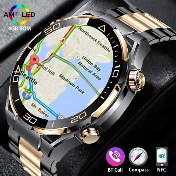 smartwatch mens 4GB ROM BT call NFC IP68 waterproof GPS tracking AI voice assistant womens smartwatch T241213