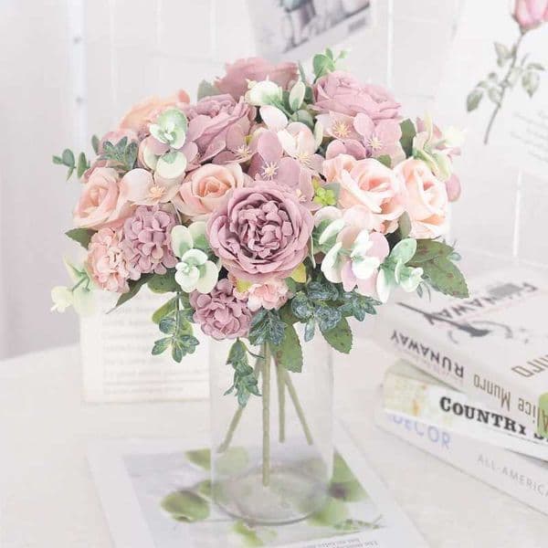 7 Heads Silk Peony Artificial Flower Hydrangea For Room Home Decoration Wedding Bride Bouquet Rose False Table Plant AccessoriesXJ241212