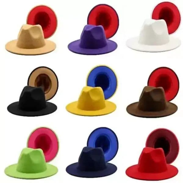 UPS Panama Cap Jazz Formal Hat Lady Felt Fedora Hats fashion Patchwork wide Brim caps Unisex Trilby Chapeau for Men Women Red Black Z 12.13-2