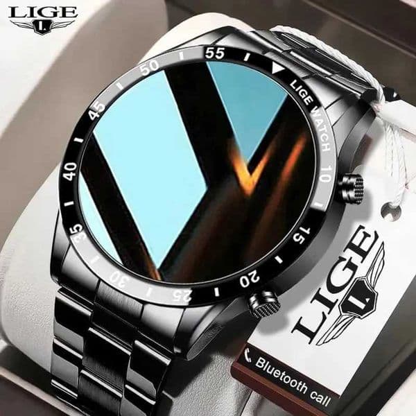 LIGE Mens Smart Watch Full Circular Touch Screen BT Call Mens Smart Watch Waterproof Sports Activity Fitness Watch+Box T241213