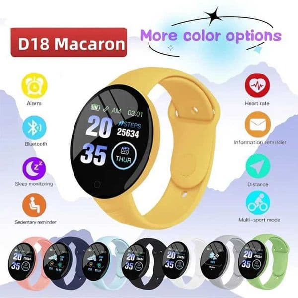 D18 Smart Bracelet Real Step Count Fashion Alarm Clock Watch BT Music Fitness Tracker Sports Smartwatch Android D20 T241213