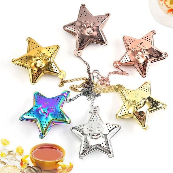 2025 Coffee Tea Tools Star Infuser With Chain 6 Colors Strainer 304 Stainless Steel Bag Kitchen Drop Delivery Home Garden Dining Bar