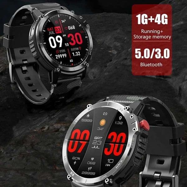 Military C22 Mens Smart Watch BT Call 4GB ROM Fitness Tracker 3ATM Waterproof Sports Smart Watch Suitable for iOS Phone T241213
