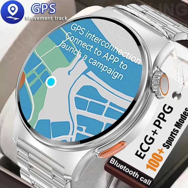 NFC GPS Tracking ECG PPG Mens Smart Watch Voice Assistant Pressure Monitor Fitness Track Watch Mens Smart Watch T241213