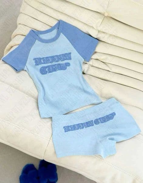 Women's Two Piece Pants Y2K Fashionable Casual Crop Top Suits Womens Summer Embroidered Letter Mixed Color Short Slve Slimming Fit and Shorts Stylish L250728