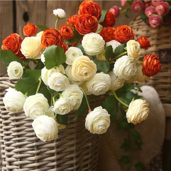 High-End Ranunculus roses silk Artificial Flowers wedding Decoration maraige bridal floral room decor flores artificialesXJ241212