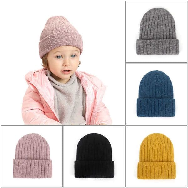 Infant Baby Kids Knitted Hat Soft Warm Elastic Solid Casual Daily Winter Cap for Girls Boys 0-4YearsXJ241213