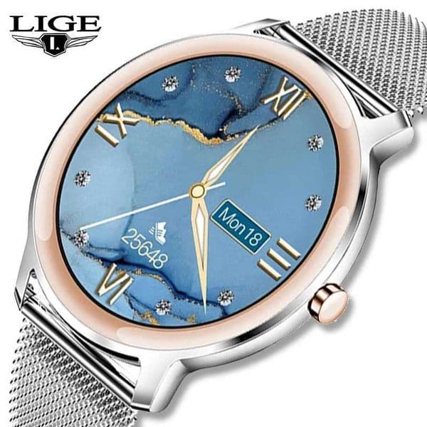 LIGEs new smartwatch for women features a full touchscreen sports and fitness smart bracelet waterproof and BT compatible suitable for Android iOS and wome T241213