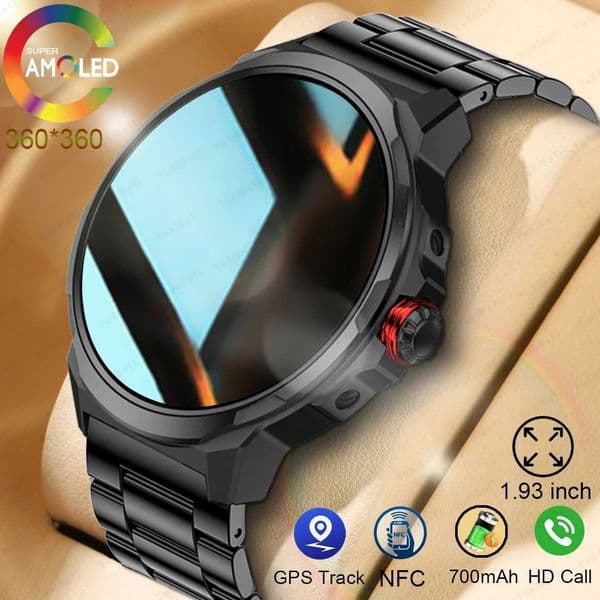 1.93-inch ultra high definition smartwatch for men with 700 Mah AMOLED screen BT calling GPS Trajectory NFC heart rate mens smartwatch new T241213