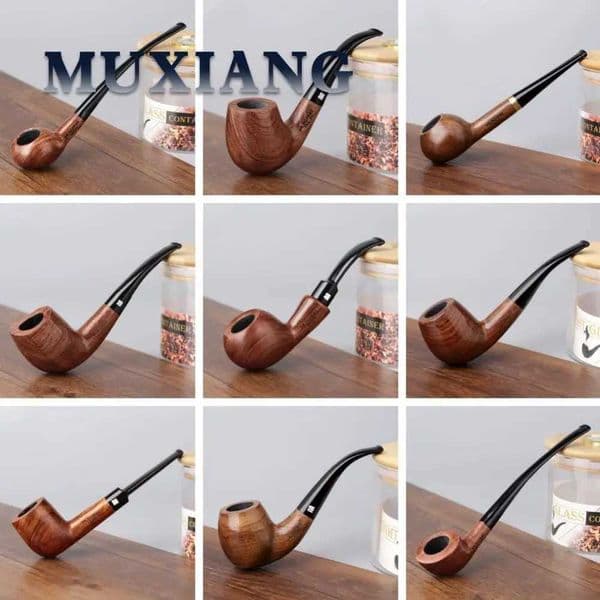 High quality handmade solid wood pipes tobacco redwood pipes retro curved tobacco pipe accessories W241214