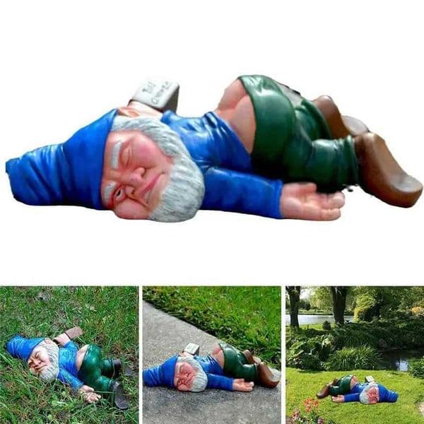 1 Interesting Drunken Statue Creative Dwarf Drunken Resin Sculpture Courtyard Lawn Garden Decoration W241214