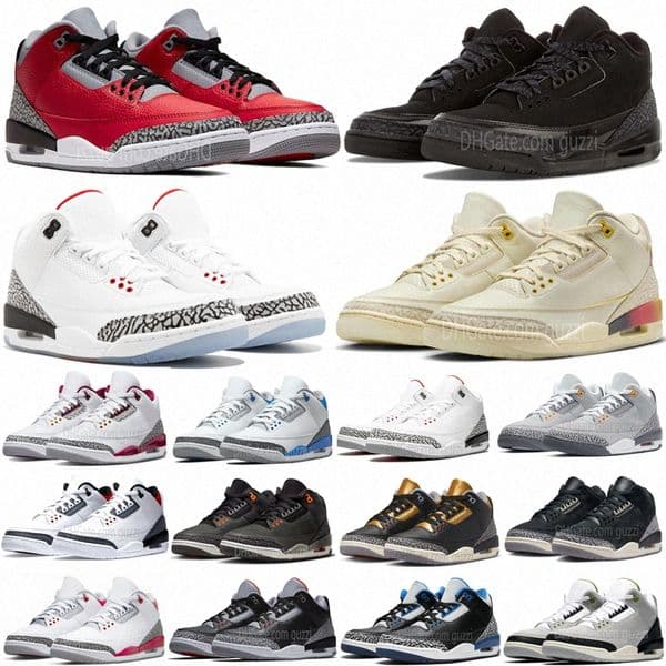 Men Women 3 3s Basketball Shoes a Ma Maniere Cardinal Fire Red Dark Mocha Racer Blue Unc Wizards Black White Cement Reimagined Georgetown Lucky Green S1S9#