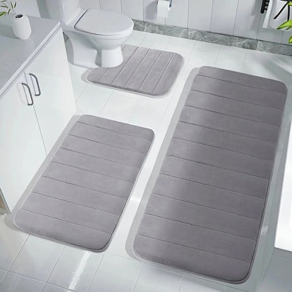 3-piece bathroom carpet Super absorbent bathroom mat Anti slip bathroom carpet Absorbent memory foam bathroom carpet 241209