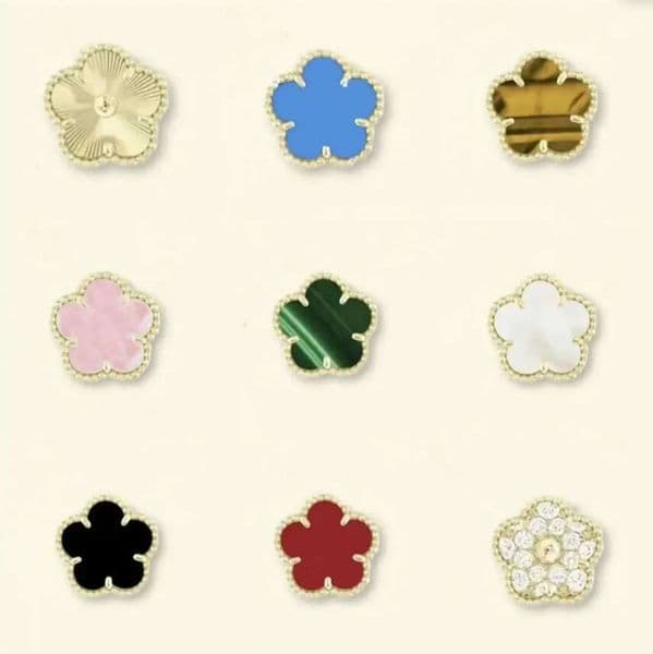 Designer jewelry 15mm clover earrings for women; white women's earrings; mother of pearl gold rose