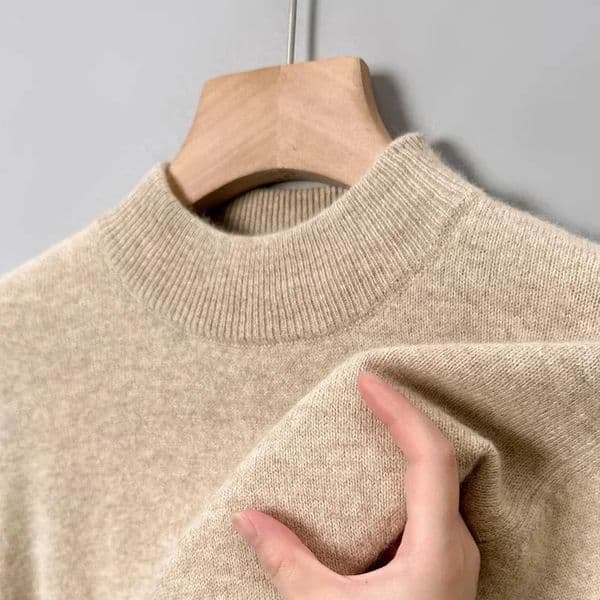 Mens plain collar 100 pure wool sweater warm cashmere for autumn and winter mens ultrathin knitted top 241213Z