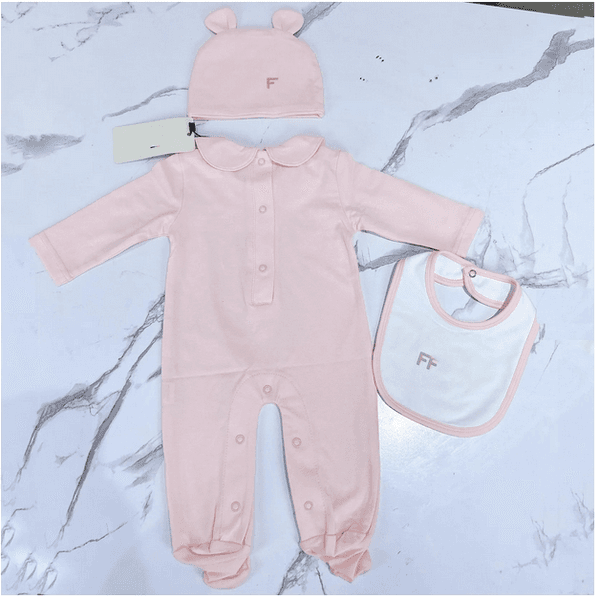 Soft 100% Cotton Newborn Baby Rompers with Bib for Boys & Girls