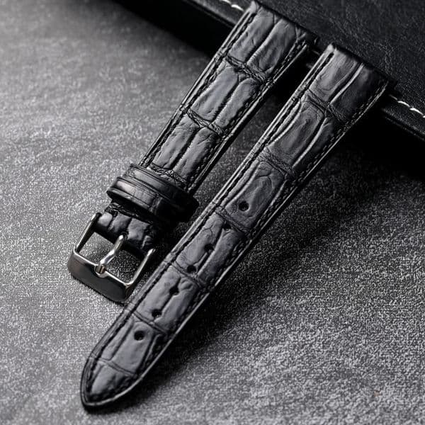 Handmade American Leather Strap Bamboo Pattern 18 19 20MM Black Soft And Ultra-Tthin Men Watch Bracelet Vintage 241216