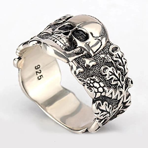 Vintage S925 Sterling Silver Skull Head Evil Demon Vintage Punk Gothic Rock Personality Versatile High end Ring Gift 241216