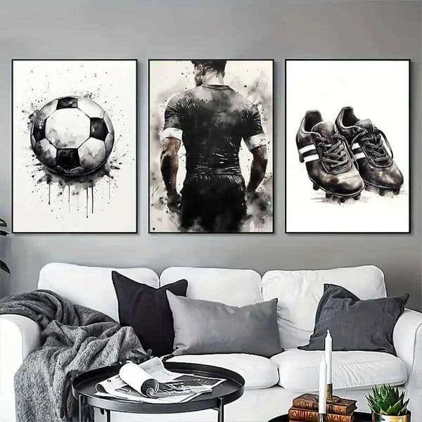 3pcs Canvas Poster Watercolor Football Master Decorative Painting Wall Art Poster Vibrant Sport Wall Decor for Bedroom Room HomeXJ2411216