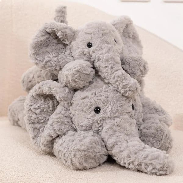 Cartoon Fluffy Elephant Stuffed Animals Plush Toy Kawaii Soft Hugging Plushies Pillows for Baby Kids Girls Birthday Gift Xmas 241216