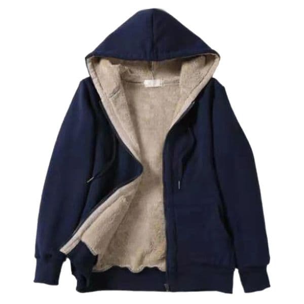 Womens wool lined hooded sweatshirt zipper hooded sweatshirt plush solid color track and field uniform Harajuku cardigan streetwear 241216