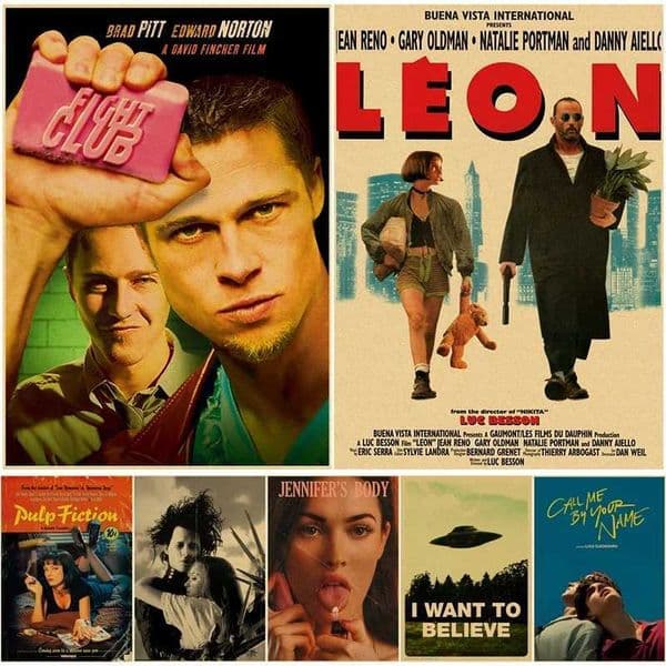 Vintage Movie Posters Retro Prints Fight Club/Leon Poster Classic Film Retro Home Room Cinema Decor Aesthetic Art Wall PaintingXJ2411216