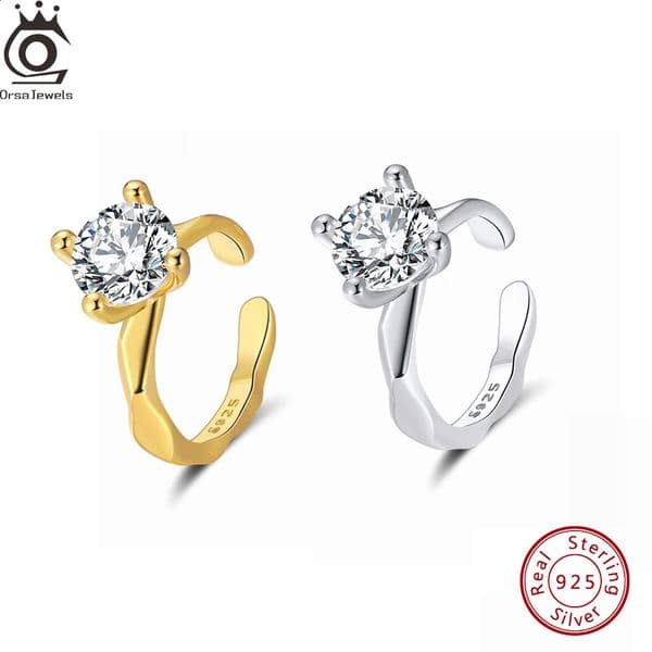 ORSA JEWELS Delicate Zircon Clip Earrings Female Buckle Ear Cuff No Piercings Cartilage Ear for Women Girl Jewelry 1ps CL04 241214