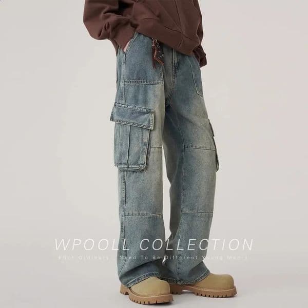 American highend couple fashion workwear jeans suitable for men and women with loose retro personalized casual pants in spring autumn 241212
